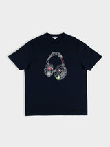 Typography Headphones Tee - Navy