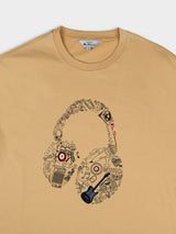 Typography Headphones Tee - New Wheat