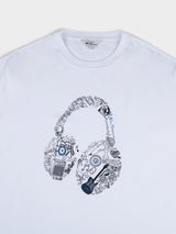 Typography Headphones Tee - White