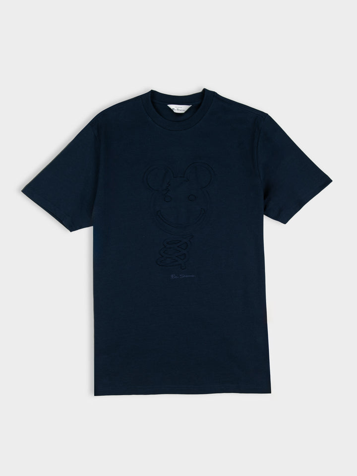3D Embossed Bear 260g Tee Shirt - Navy