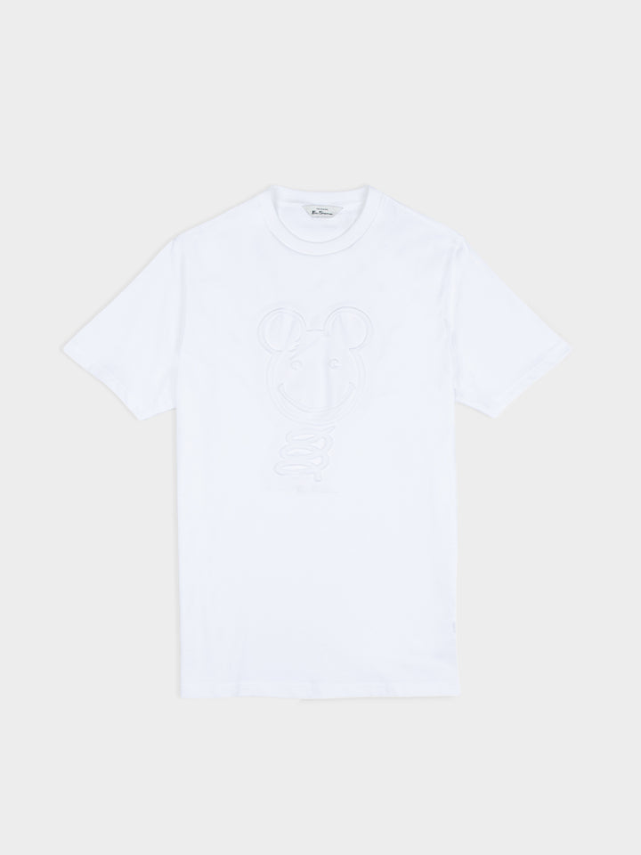 3D Embossed Bear 260g Tee Shirt - White