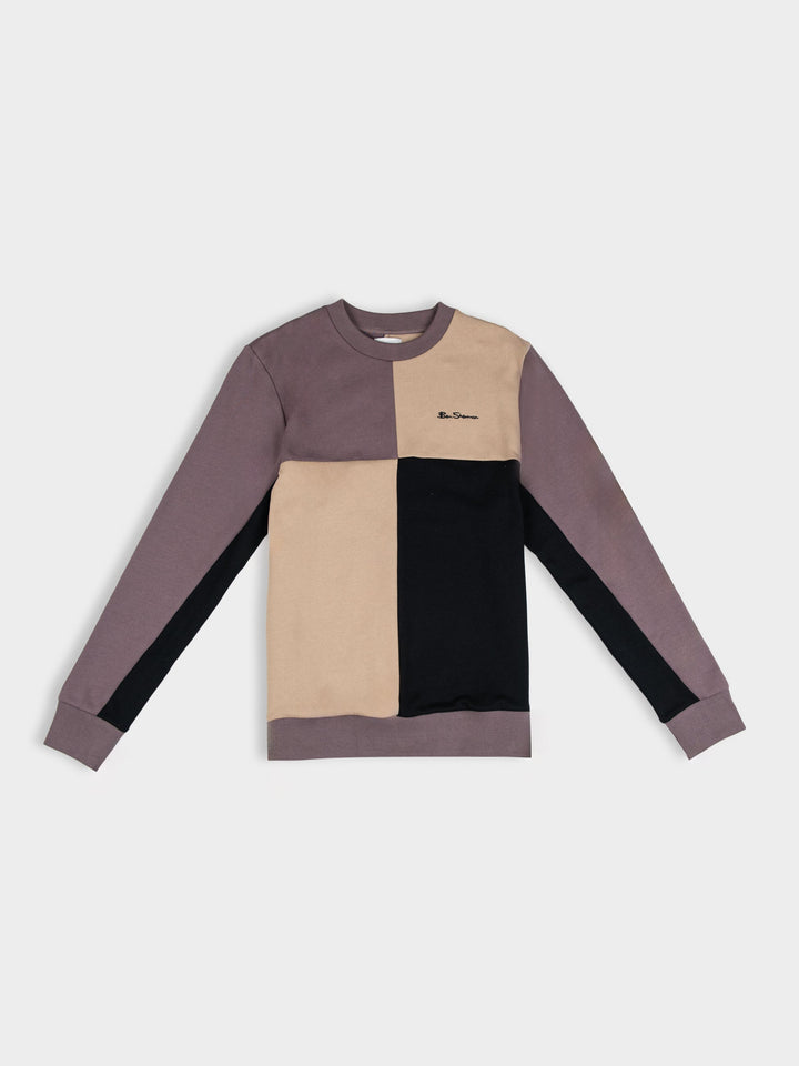 Colour Block Panel Crew Sweater - Cornstalk