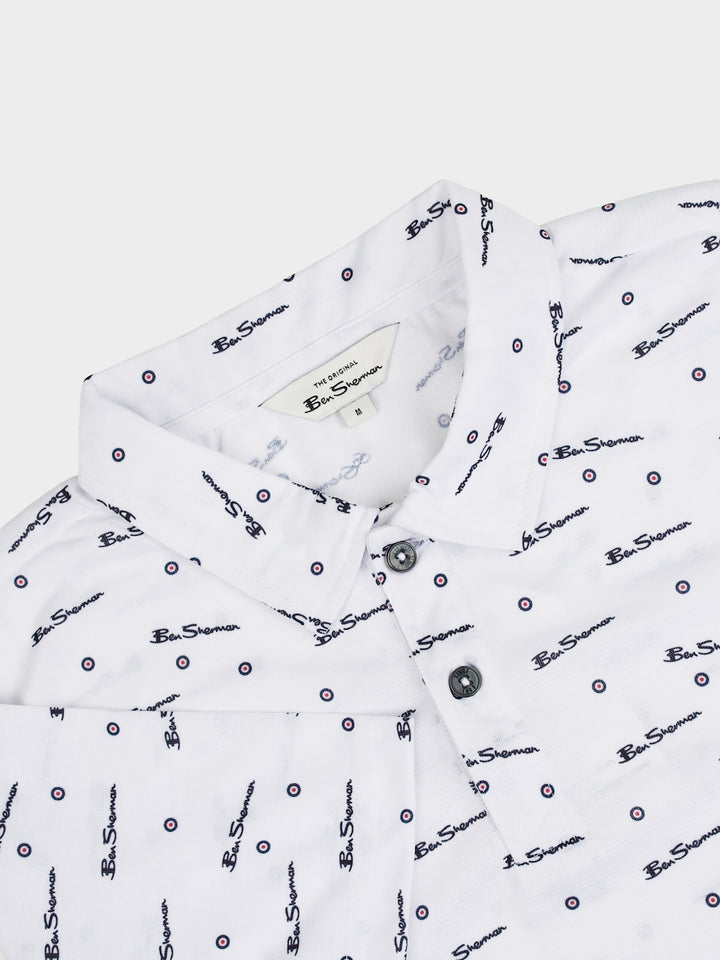 BEN TAR ALL OVER PRINT POLO - WHITE