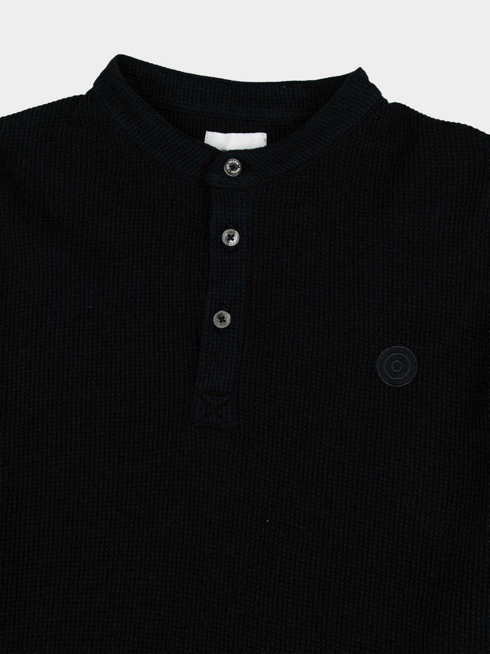 Henley Long Sleeve Waffle Knit - Black - view 2