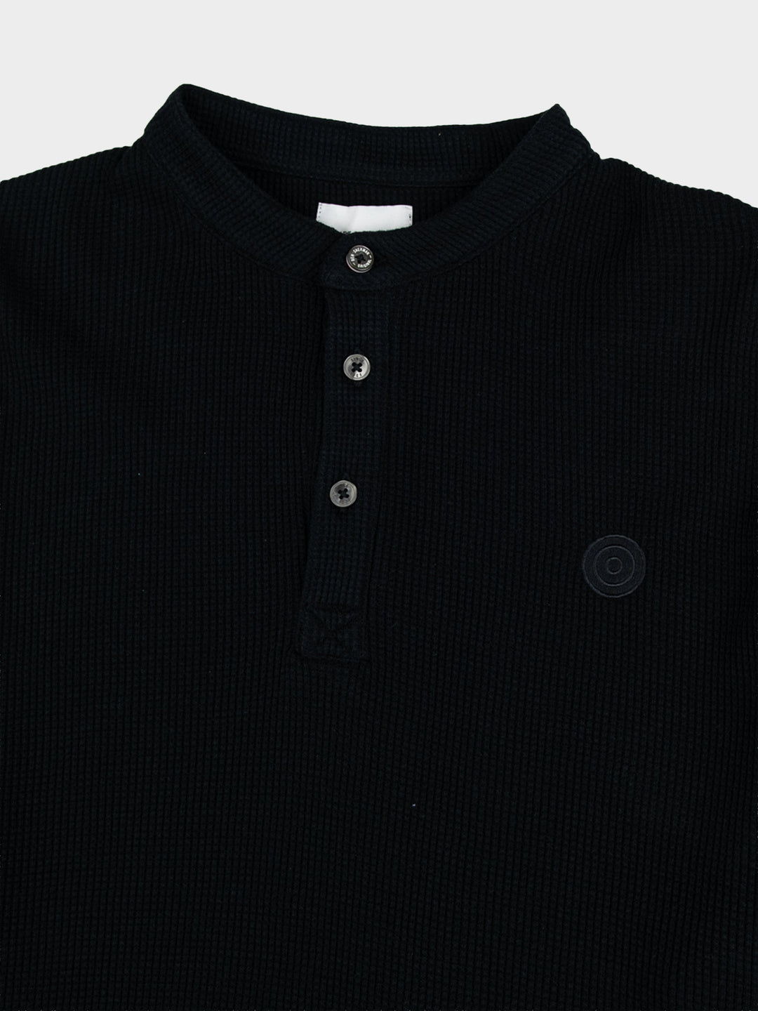 Henley Long Sleeve Waffle Knit - Black - view 2