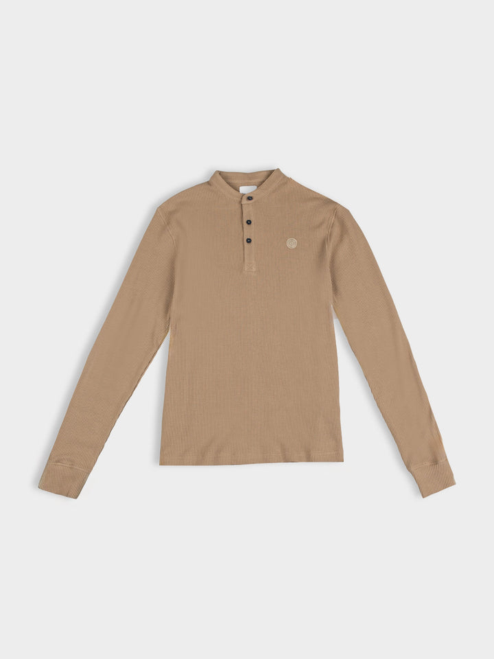 Henley Long Sleeve Waffle Knit - Cornstalk
