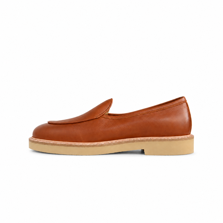 Camden Leather Slip On - Walnut Cream