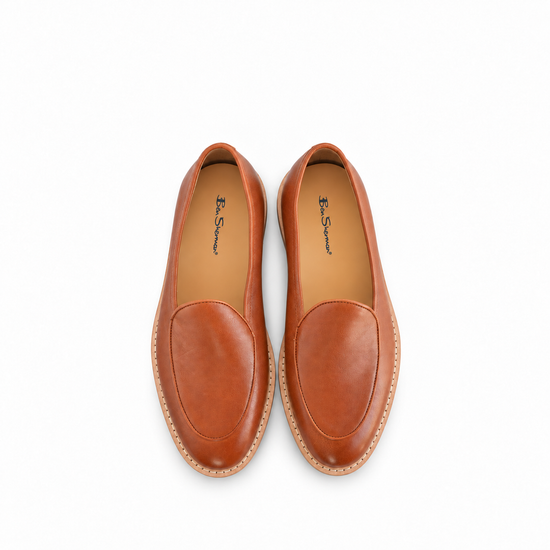 Camden Leather Slip On - Walnut Cream