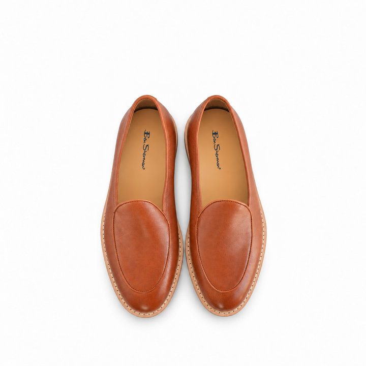 Camden Leather Slip On - Walnut Cream