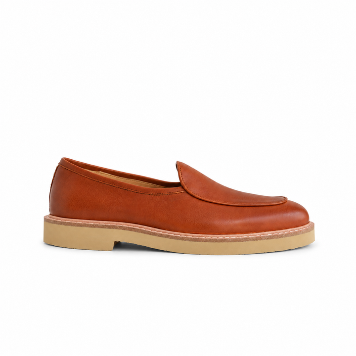Camden Leather Slip On - Walnut Cream