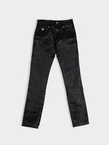 Wax Coated Sheen Slim Fit Denim - Black
