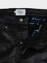 Wax Coated Sheen Slim Fit Denim - Black