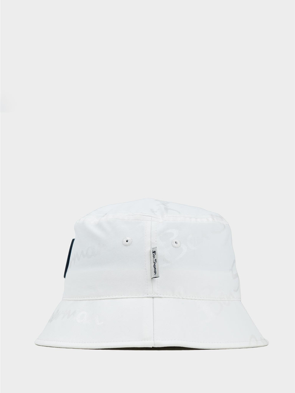 Ben Sherman reversible cotton bucket hat in White – side view showing brim shape and Ben Sherman woven label