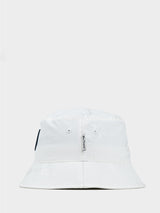 Ben Sherman reversible cotton bucket hat in White – side view showing brim shape and Ben Sherman woven label
