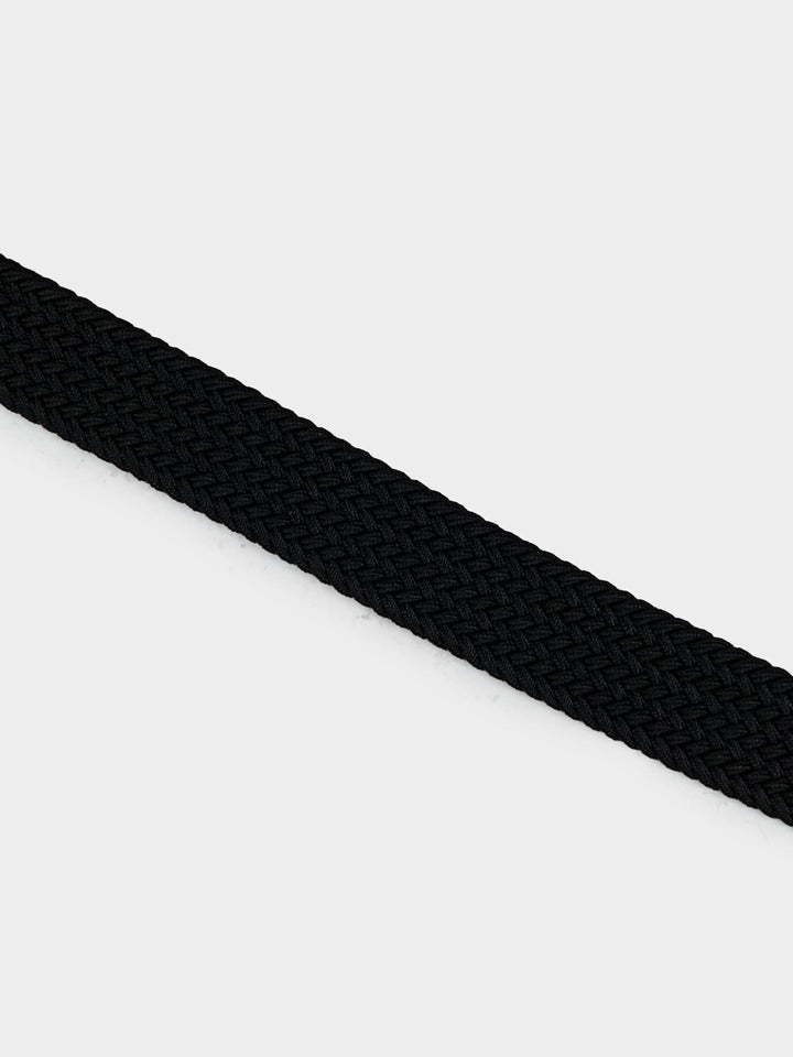Ben Sherman Weave Belt Black - detailed close-up of black braided woven texture showing quality craftsmanship