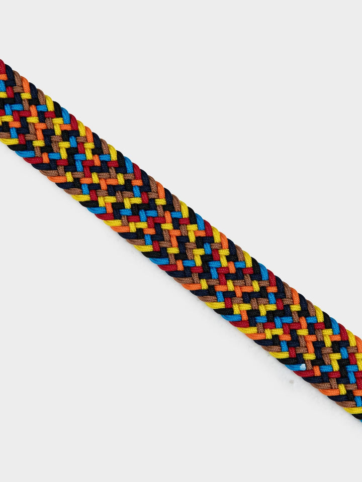 Ben Sherman Weave Belt Multi - detailed close-up of multicoloured braided woven texture in vibrant colours