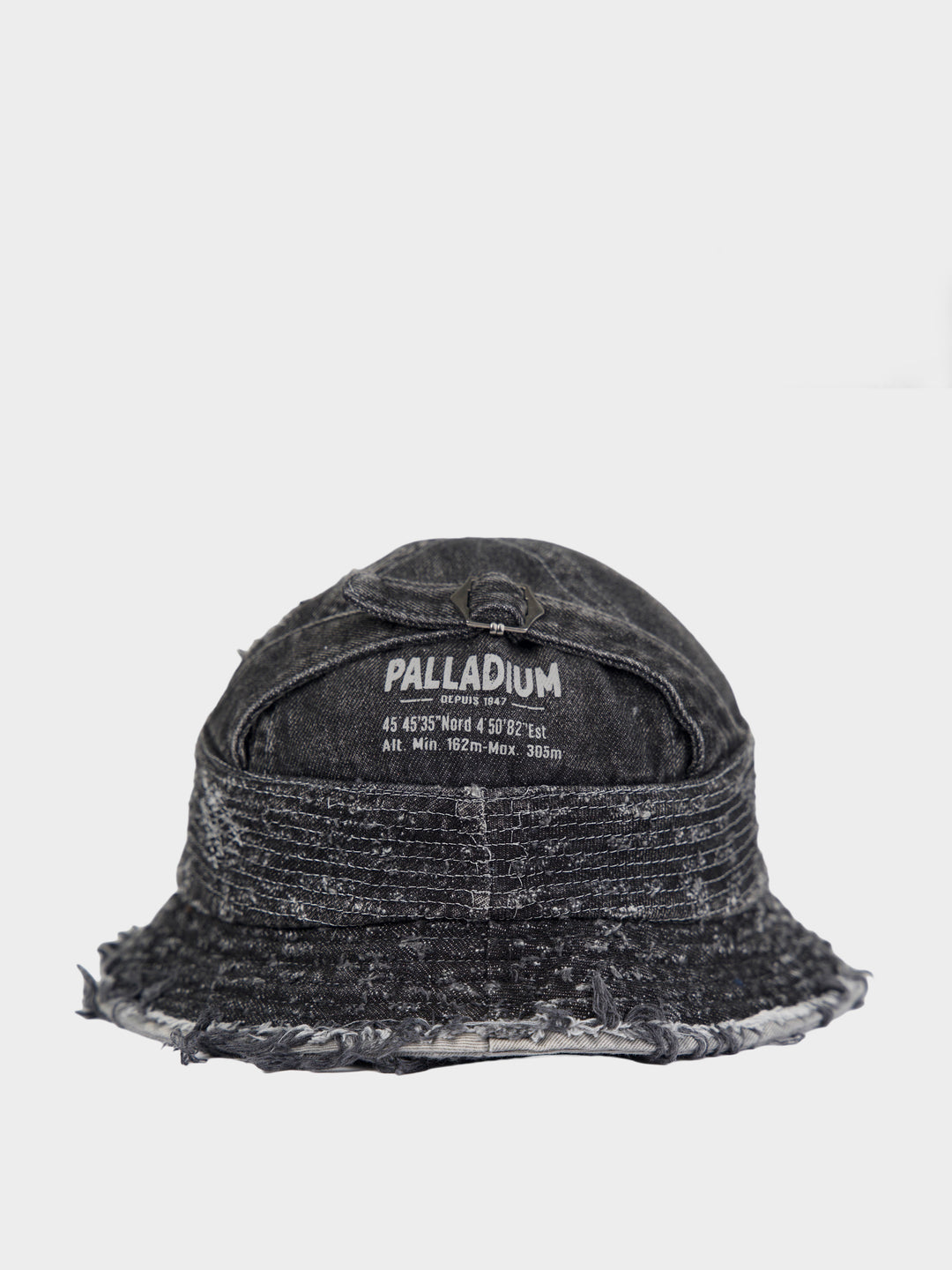 Frayed Denim Bucket Hat Black