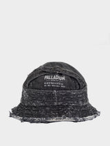 FRAYED DENIM BUCKET HAT BLACK