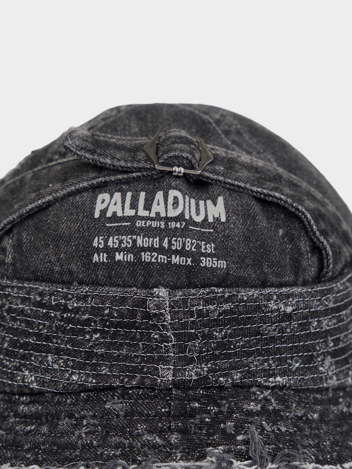 Frayed Denim Bucket Hat Black - view 2