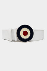 TARGET BUCKLE LEATHER BELT WHITE