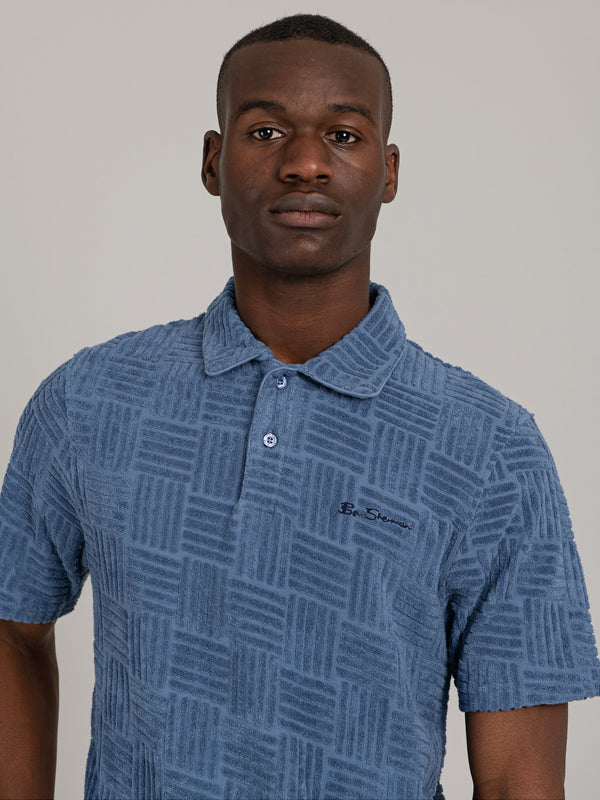 Terry Textured Polo - Blue