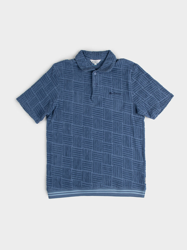 Terry Textured Polo - Blue